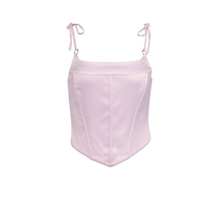 Wholesale Women's Summer Sexy Satin Lace-up Halter Top Vest