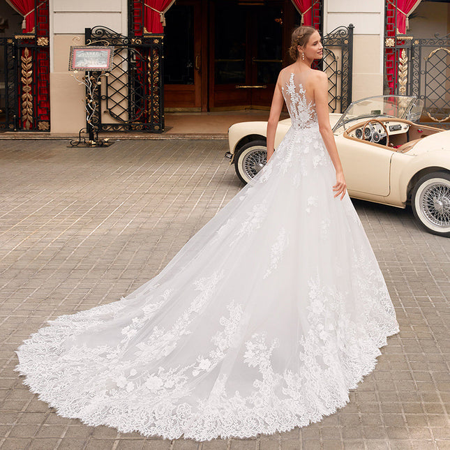 Wholesale Women's Lace Long Light Luxury Bridal Wedding Dress
