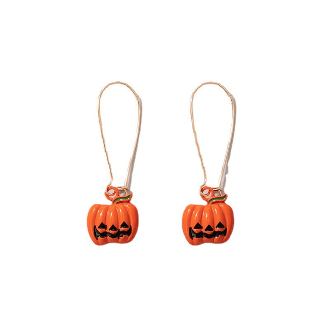 Halloween Pumpkin Ghost Face Ear Hook Irregular Cartoon Earrings