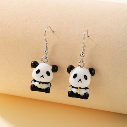 Wholesale Cute Resin Hand-Painted Panda Duck Animal Earrings