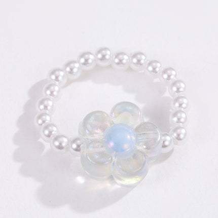 Wholesale Glass Rice Beads Beaded Ring Beaded Glass Flower Ring