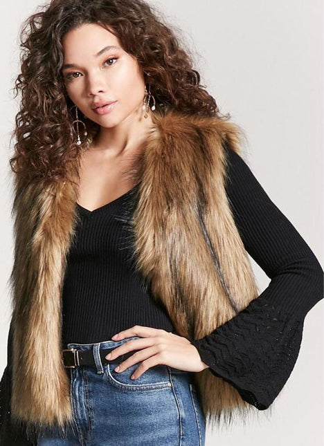 Wholesale Women's Faux Fur Vest Fox Fur Vest Long Hair Coat