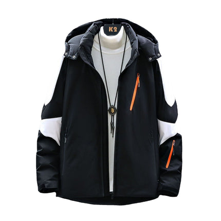 Wholesale Men's Down Jacket Thick Casual Hooded Puffy Coat Stitching