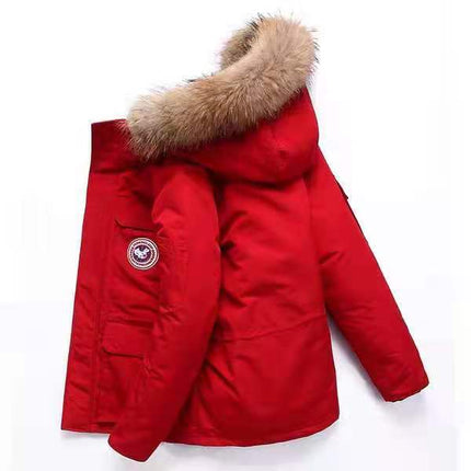 Wholesale Men's Winter Hooded Jacket Thick White Fur Collar Down Jacket
