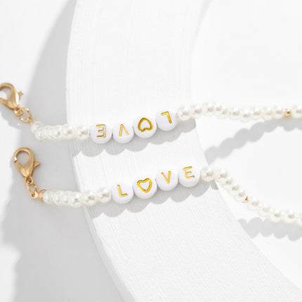 Fashion Letter Love Beaded Imitation Pearl Shoe Chain