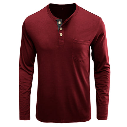 Wholesale Men's Autumn WinterSolid Color Casual Long Sleeve T-Shirt
