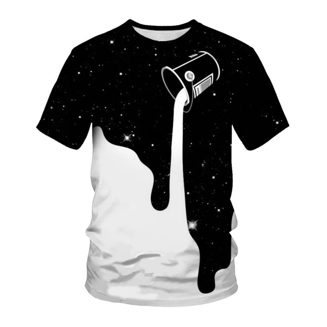 Camiseta de manga corta con estampado digital de verano Star Milk Cup para hombre