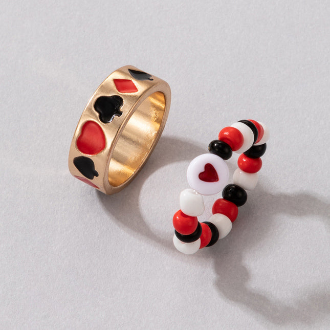 Love Mixed Color Rice Beads Tropföl Stacked Ring