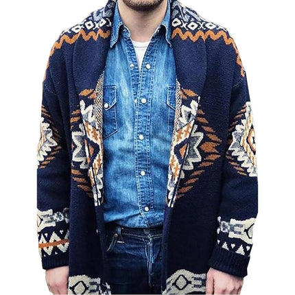 Wholesale Men's Long Sleeve Jacquard Jacket Cardigan Sweater Jacket