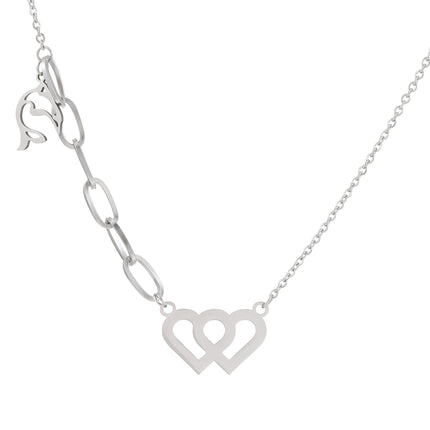Stainless Steel Dolphin Heart Necklace Clavicle Chain