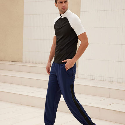 Pantalones deportivos casuales de color sólido con botones abiertos para hombres