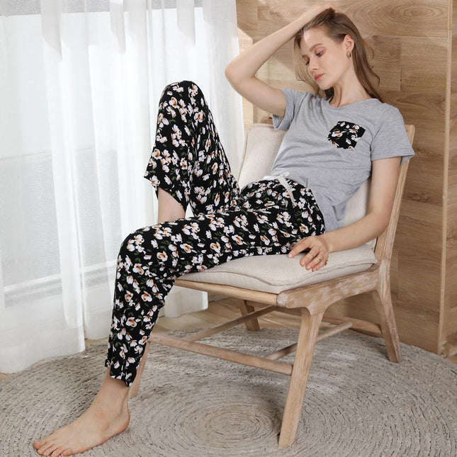 Women's Pajamas Short Sleeve Trousers Homewear Set