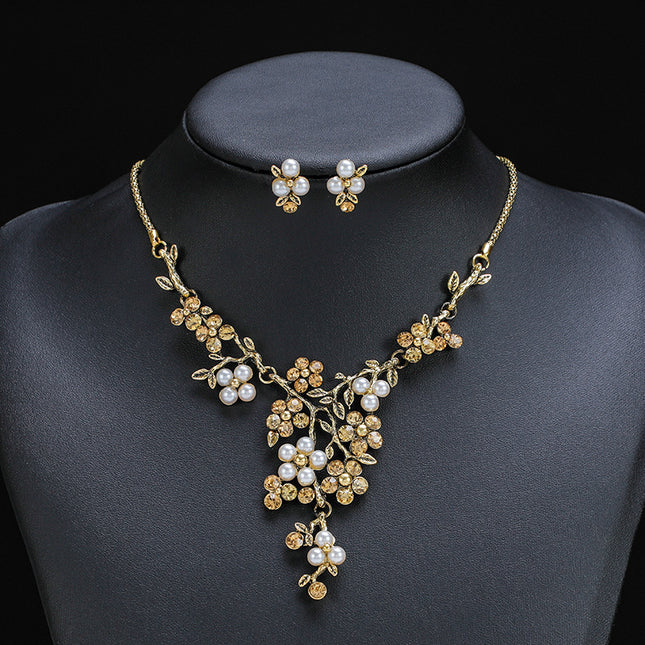 Wholesale Fashion Bride Pearl Vintage Necklace Ethnic Jewelry Set