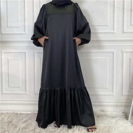 Women's Paneled Muslim Bridle Solid Color Dress