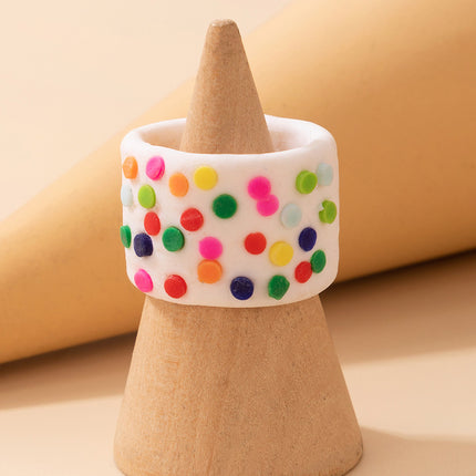 Handmade Polychrome Clay Single Candy Color Geometric Ring