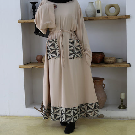 Muslim Fashion Simple Stitching Tunic Arabic Turkish Dress