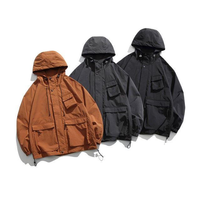 Wholesale Men's Spring Hooded Windbreaker Thin Jacket