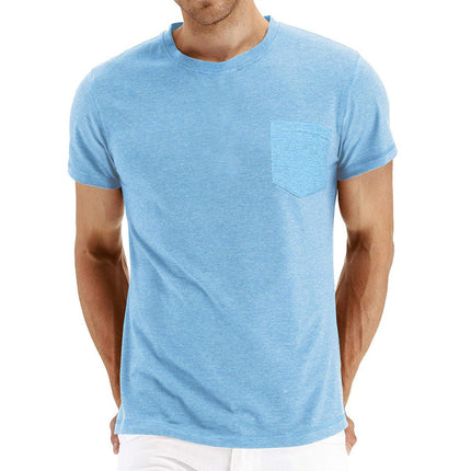 Wholesale Men's Summer Casual Solid Color Short Sleeve T-Shirt