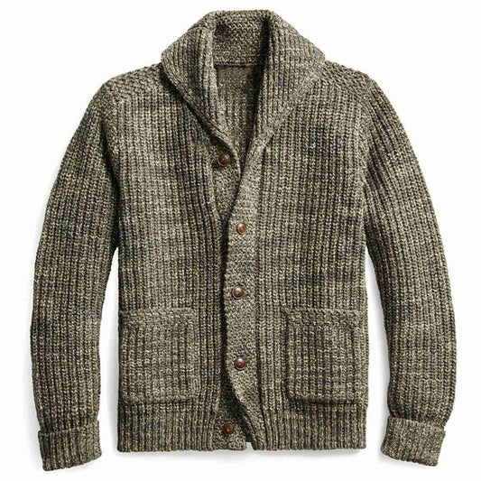 Wholesale Men's Fall/Winter Lapel Patch Pocket Button Cardigan Sweater Jacket