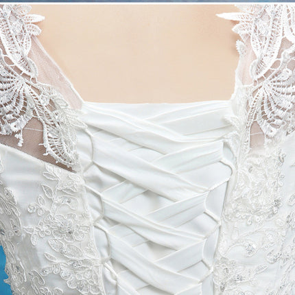 Taille schmales schulterfreies Brautkleid mit Schleppe im Meerjungfrau-Stil
