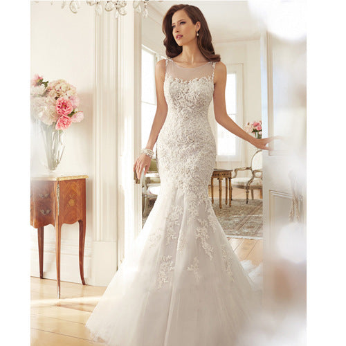 Braut-Meerjungfrau-kleines nachlaufendes Kleid-Licht-Hochzeits-Kleid