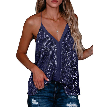 Wholesale Loose Sequined Camisole Lace Ladies Tank Top