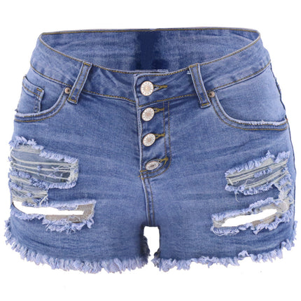 Wholesale Women's Spring Summer Slim Fit Denim Ripped Shorts