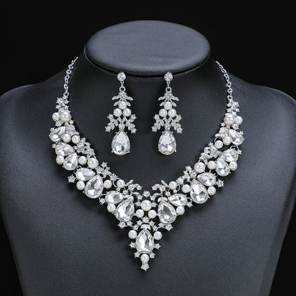 Wholesale Necklace Set Women's Two-piece Alloy Bridal Dress Jewelry