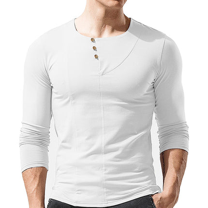 Wholesale Men's Casual Sports Long Sleeve Crewneck T-Shirt