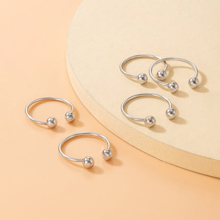 Wholesale Fashion Bead Split Ring Geometric Adjustable Five Pieces