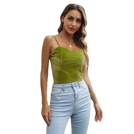 Wholesale Women's Velvet Camisole Wrapped Chest Cropped Top