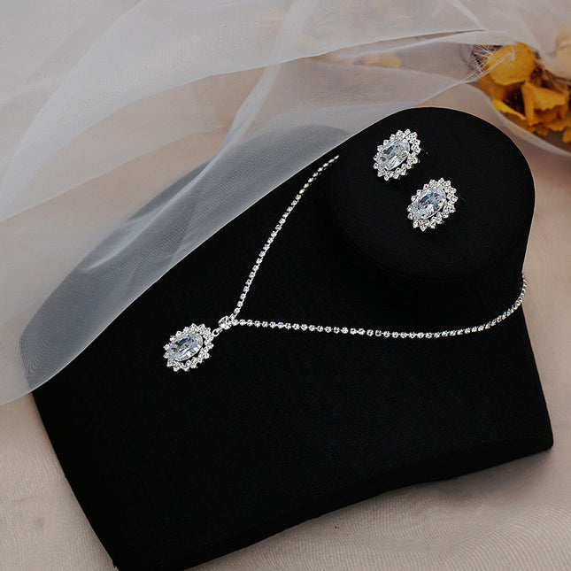 Brilliant Waterdrop Zircon Rhinestone Necklace Earrings & Rings Set