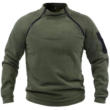 Wholesale Men's’ Autumn Winter Stand Collar Solid Color Outdoor Warm Hoodie