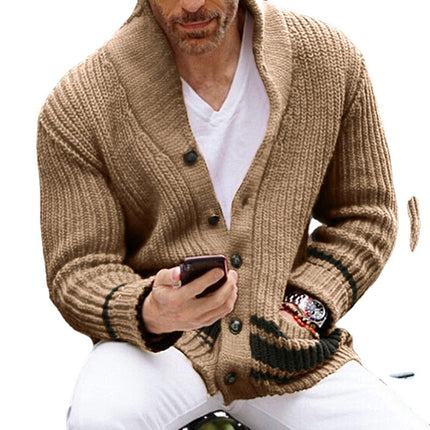 Wholesale Men's Thick Cardigan Lapel Long Sleeve Sweater Jacket