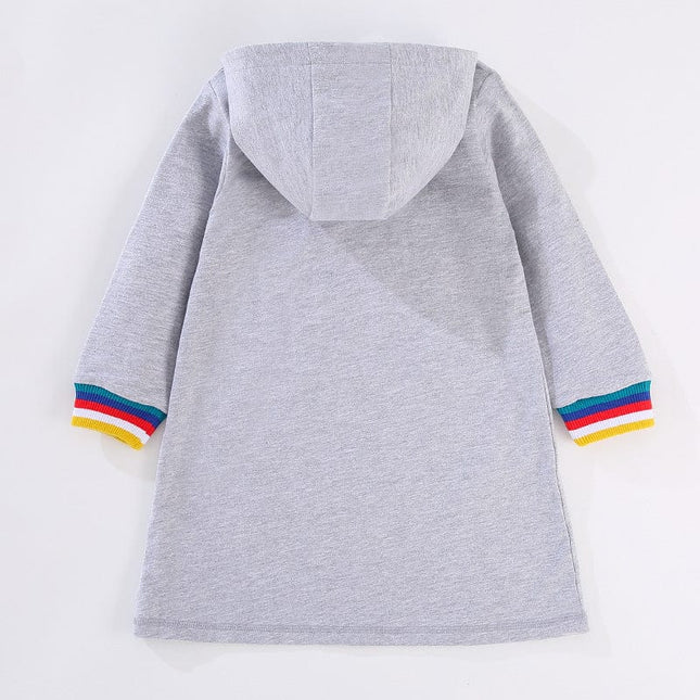 Wholesale  Girls Autumn Cotton Embroidery Girls Hooded Hoodies Dress