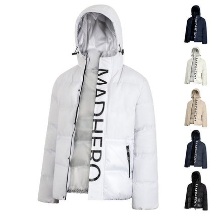 Wholesale Men's Hooded Print Loose Middle-aged Padding Jacket