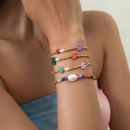 Wholesale Flower Turquoise Beads Beaded Bracelet