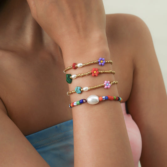 Wholesale Flower Turquoise Beads Beaded Bracelet