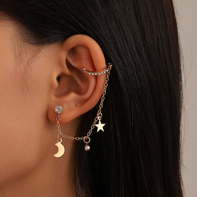 Wholesale Fashion Star Moon Chain Ear Clip Ear Cuffs Earrings