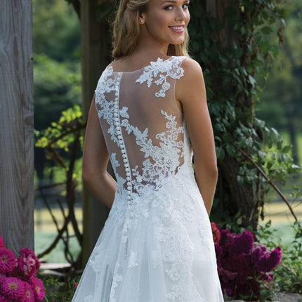 Großhandel Braut Einfache Spitze V-Ausschnitt Ein Swing-Hochzeitskleid