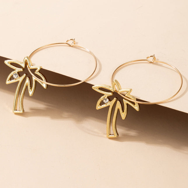 Simple Coconut Tree Rhinestone Earrings