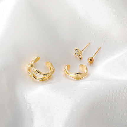 Geometric Ear Clip Metal Pierced Simple C Shape Earrings