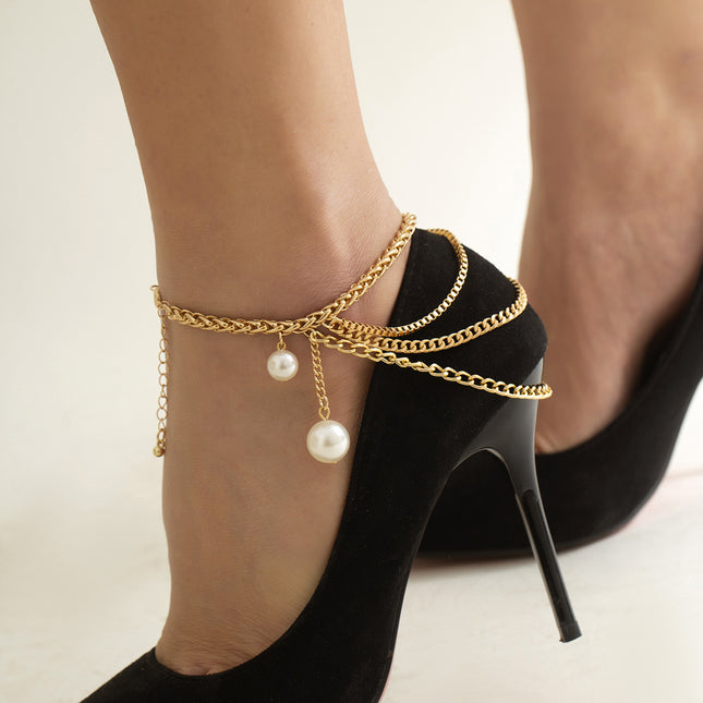 Großhandelsfaux-Perlen-hängende Metalltroddel-Schuh-Kette