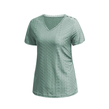 Hollow Crochet Hollow Short Sleeve Top Lace T-Shirt