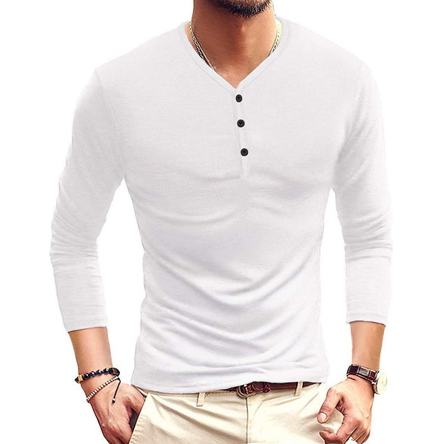 Wholesale Men's Autumn Winter Casual Solid Color Long Sleeve T-Shirts