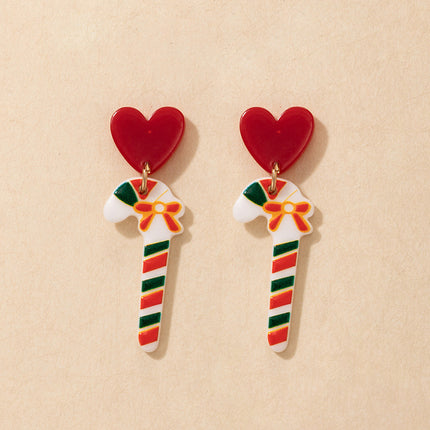 Weihnachtsniedliche Süßigkeits-Bolzen-Ohrringe Rote Herz-Harz-Ohrringe
