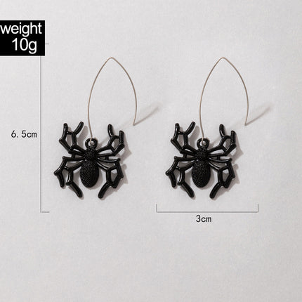Halloween Black Spider Horror Animal Fun Earrings