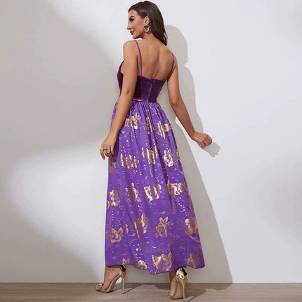 Wholesale Women's Summer Fashion Sexy Suspender Velvet Dress