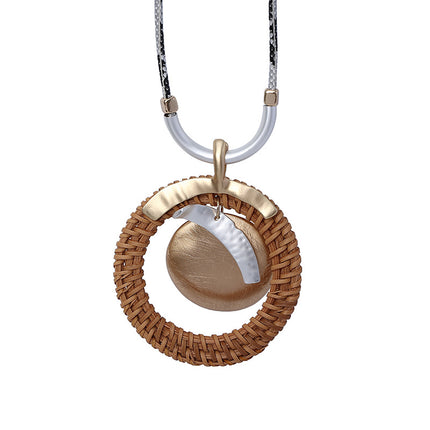 Wholesale Women's Braided Brushed Handmade Geometric Metal Necklace