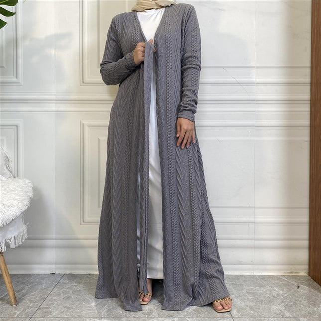 Fall Winter Knitted Muslim Cardigan Sweater with Pockets